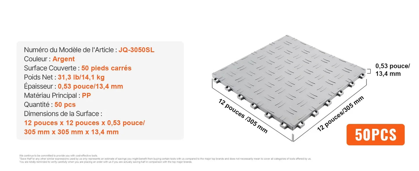 SucceBuy Garage Tiles Interlocking Garage Floor Covering Tiles Non-Slip Double-Sided Texture for Garages Basements Repair Shops