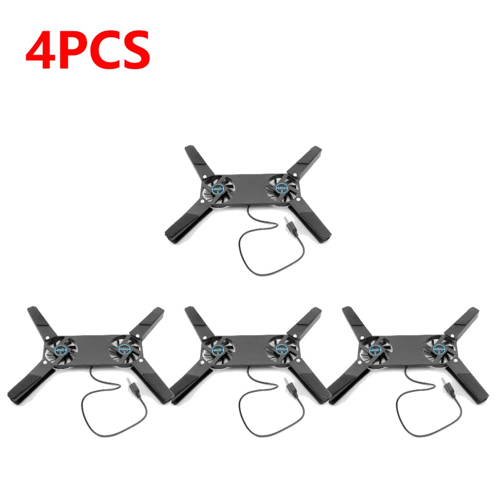 1-5PCS Air-cooling Laptop Cooler Bracket USB Powered Cooling Dock Laptop Cooling Pad 2 Fan for Notepad Universal PC Computer