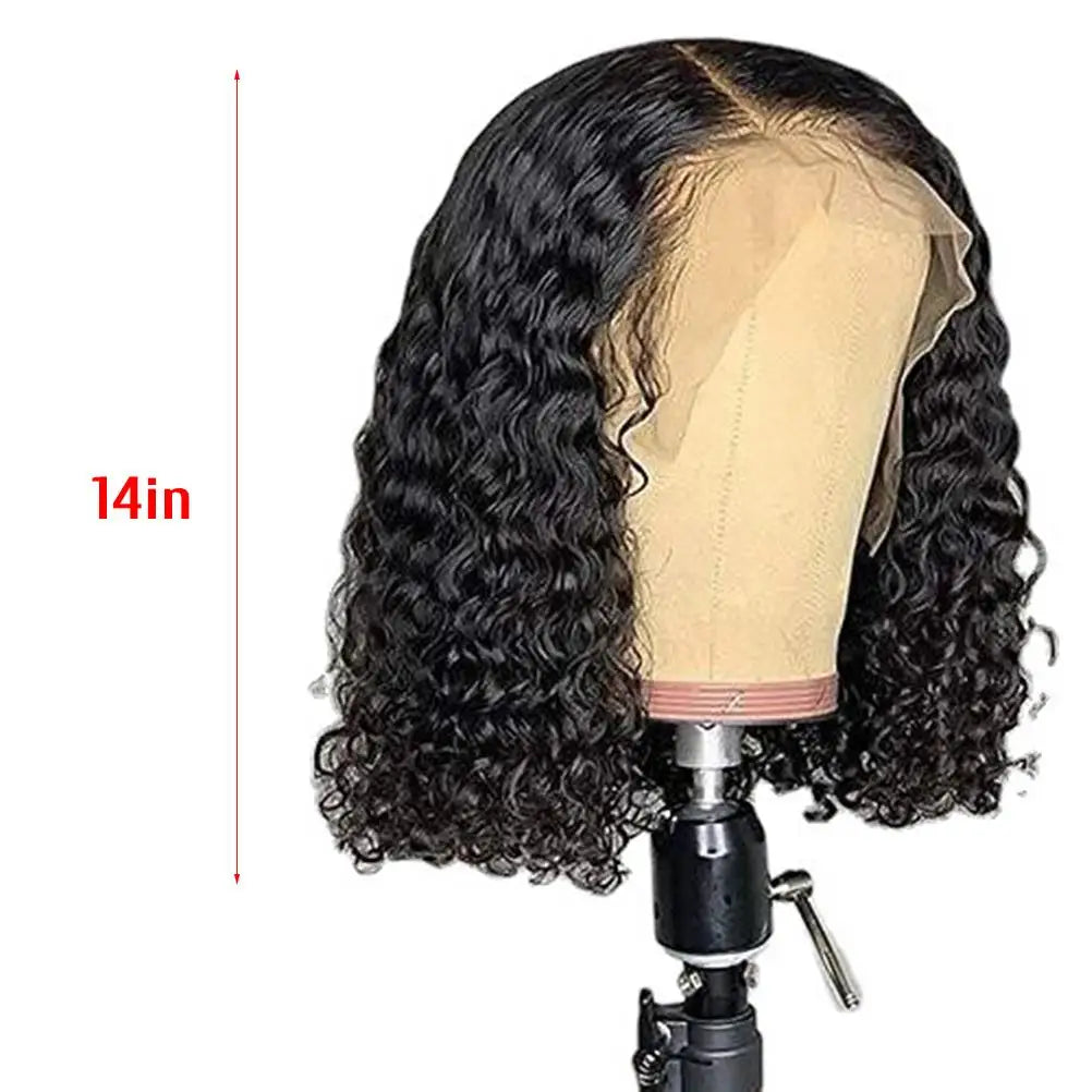 14 inches Short Bob Wigs Deep Wave Rose Net Wigs Short Curly Bob Wig Glueless Machine Made Wigs For Women