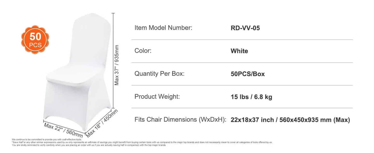 SucceBuy12/30/50/100Pcs Wedding Chair Cover Spandex Stretch Slipcover for Restaurant Banquet Hotel Dining Party White Cover