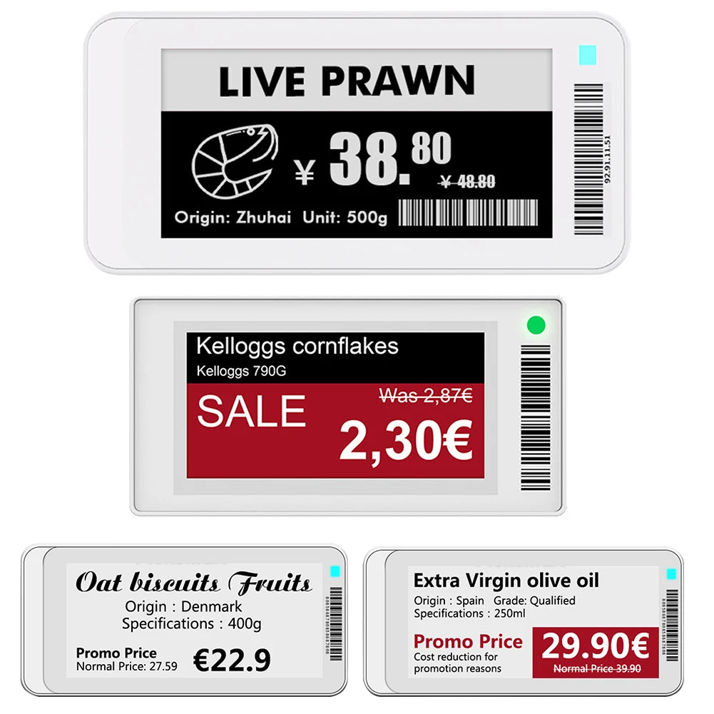 2.1'' 2.9'' E-paper E-Ink EInk Display Screen BT Version App Operating Software TFT Screen IP65 Electronic Price Tag Card