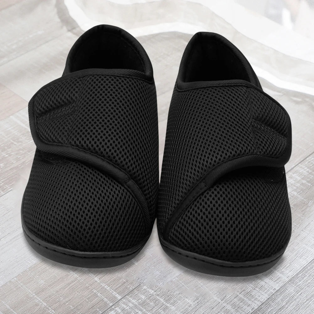 Unisex Diabetic Shoes Wide Walking Shoes Plush Lining Slip-On Orthopedic Shoes Hook and Loop Sneakers for Swollen Feet