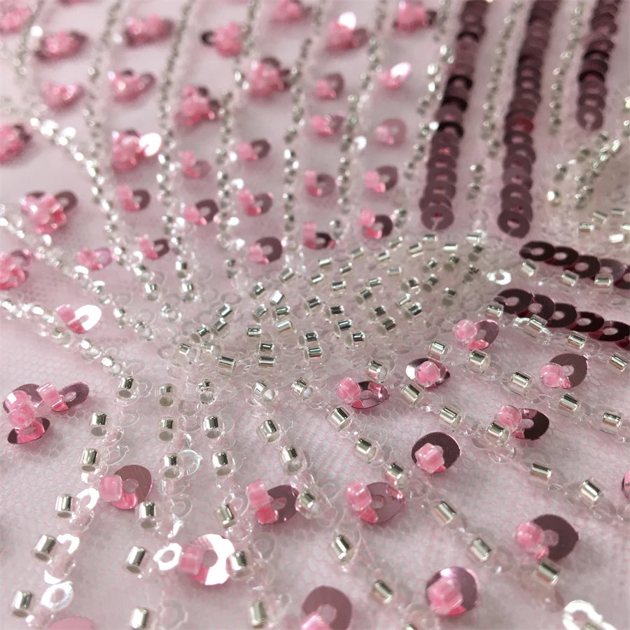 SJD LACE African Luxury Beads Mesh Lace Fabrics Nigerian Tulle 2025 French Tulle Beaded Net Lace for Women Evening Dresses A4034