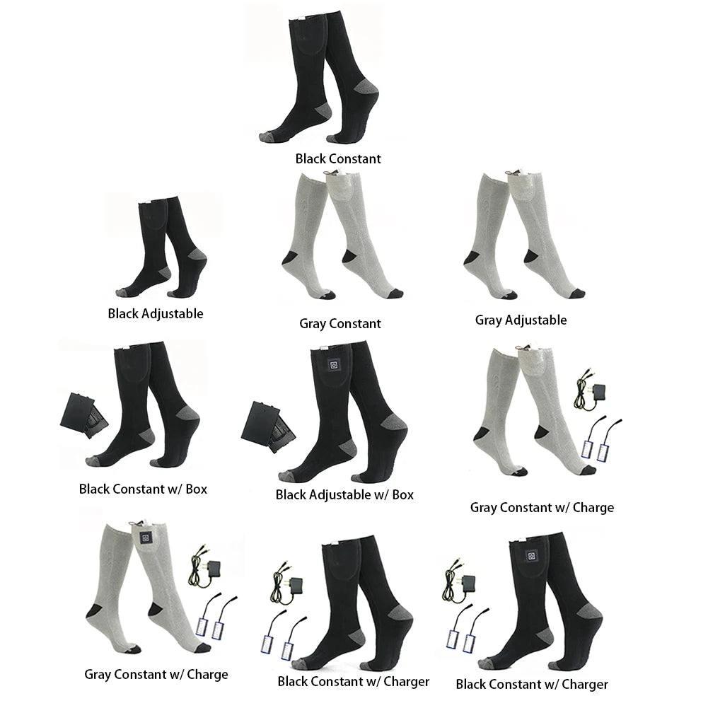 1Pair Winter Heated Socks Anti Slip Battery Powered Cold-Proof Skiing Sock Heating Warm Long Socks For Hiking Without battery