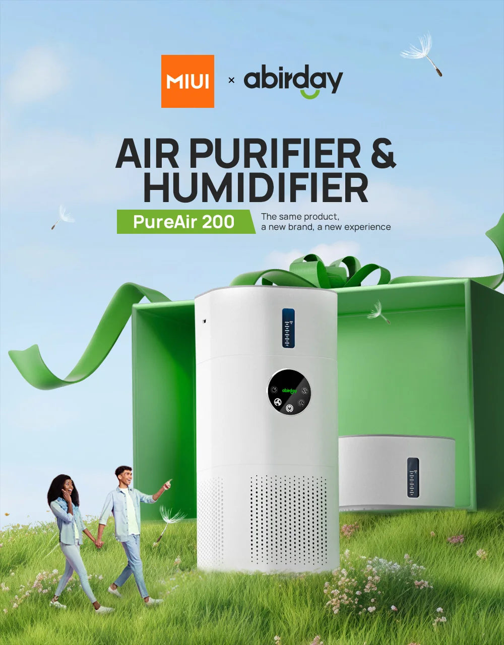 Air Purifier with Humidifier Combo for Home Allergies and Pets Hair, Smokers in Bedroom, H13 True HEPA Filter，2-in-1