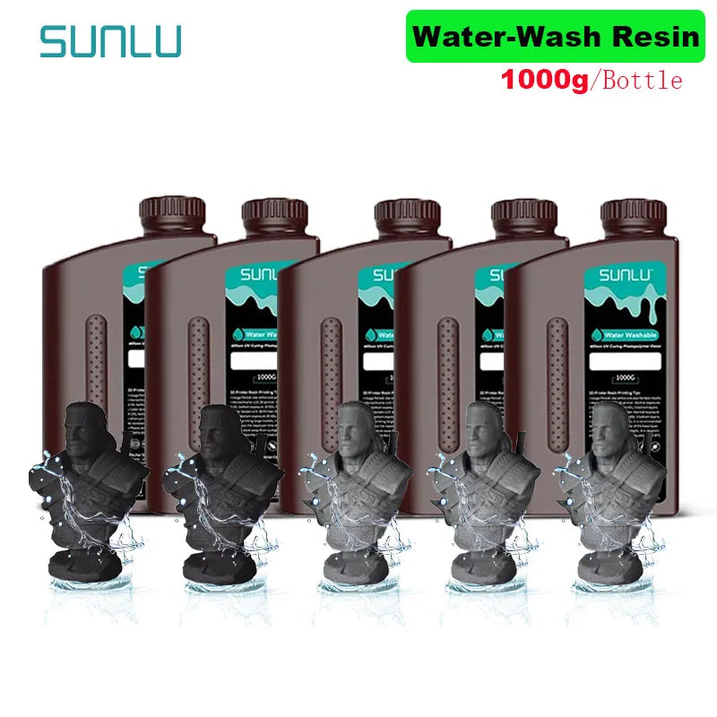 SUNLU 5KG Water Washable 3D Printer Resin 395-405nm 1kg 3D Resin Fast Curing 3D Resin for 2K 4K 8K LCD DLP SLA Resin 3D Printer