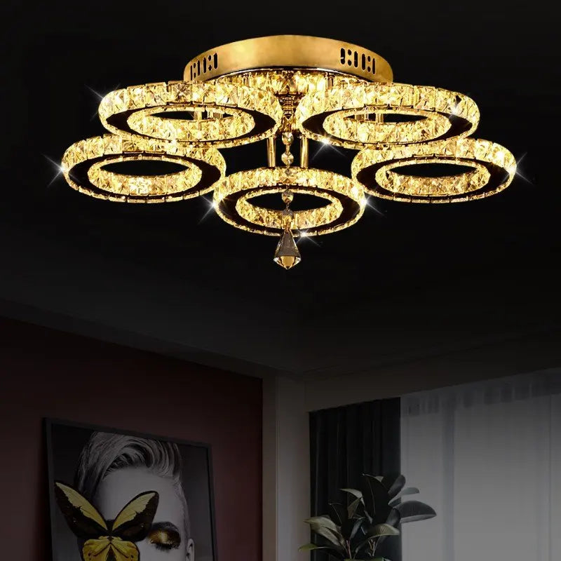 Modern Crystal Ceiling Chandelier Lamp for Living Room Pendant Light Home Art Decora Lustre Ceiling Luminaire For Dining Bedroom