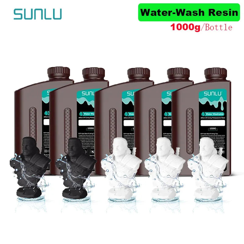 SUNLU 5KG Water Washable 3D Printer Resin 395-405nm 1kg 3D Resin Fast Curing 3D Resin for 2K 4K 8K LCD DLP SLA Resin 3D Printer