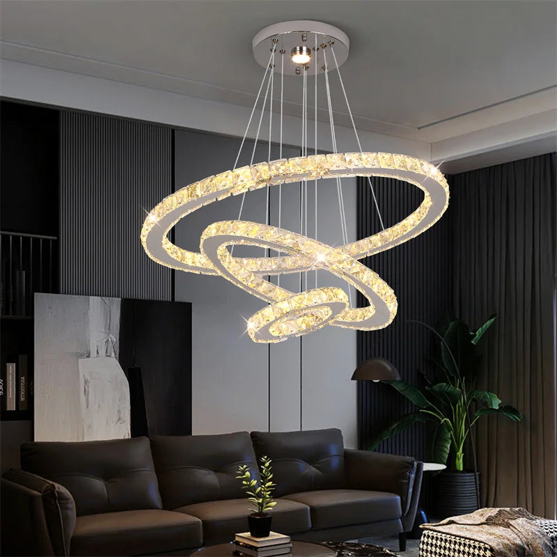 Modern Crystal Chandeliers Ring-Shaped Pendant Lights Living Room And Kitchen Decoration Led Ceiling Lamps Hanging Luminaire