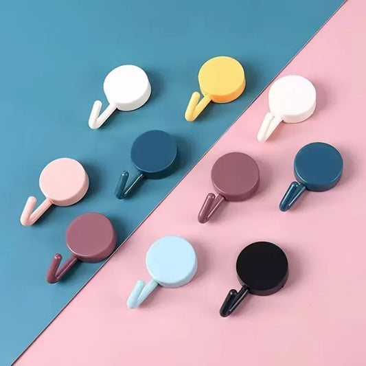 10Pcs Macaron Adhesive Hooks - Colorful Heavy Duty Removable, No Drill Wall Hooks for Kitchen Bathroom Door Hanging Storage