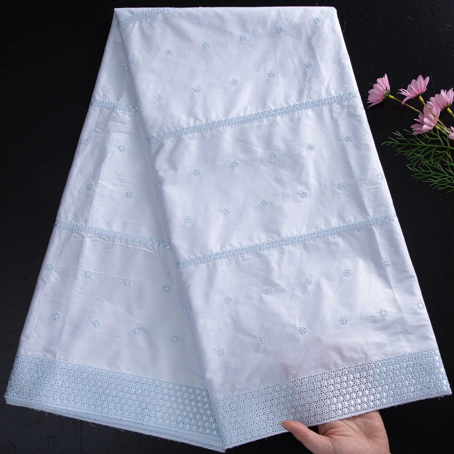 SJD LACE Swiss Voile Lace Fabrics Dubai African Cotton 5 Yards 2026 Latest African Nigerian Cotton Lace for Dresses Sew 4662