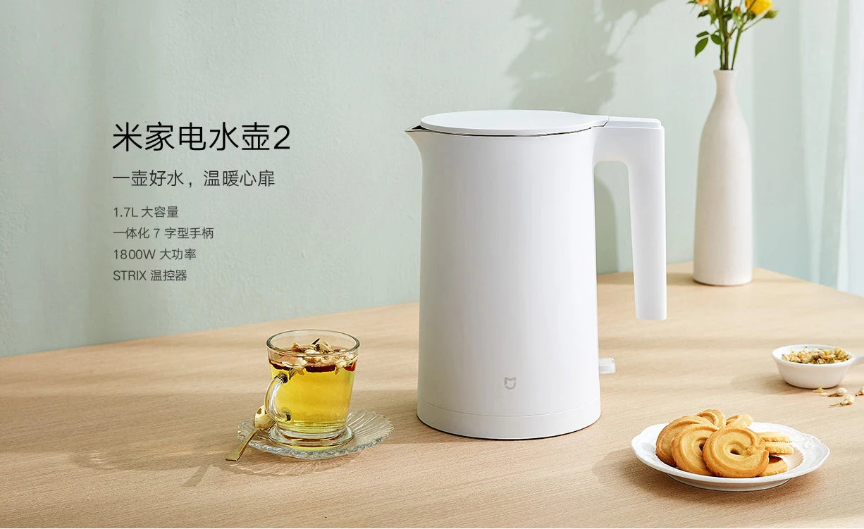 Xiaomi Mijia Electric Kettle 2 Household 1800W 220V 1.7L Capacity Stainless Steel Liner Tea Pot Anti-dry Power Outage Protection