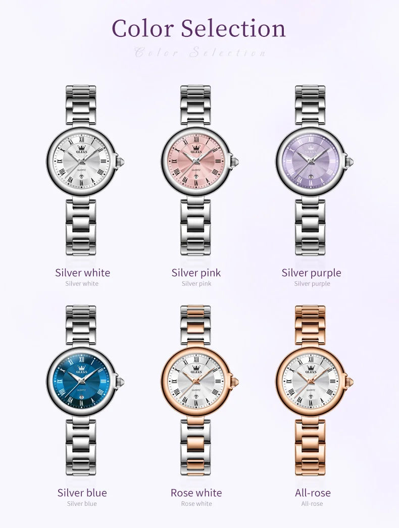 OLEVS 5608 Women Watch Luxury Brand Quartz Watch Roman Scale Waterproof Luminous Calendar Watch Elegant Women Watch Reloj Hombre