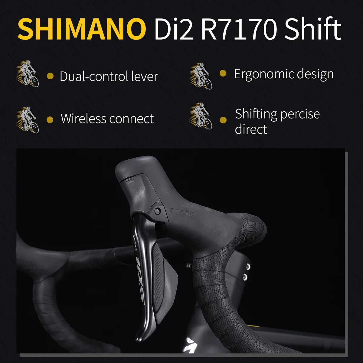 SAVA R7 Carbon Fiber Road Bike Carbon Frame, Handlebars, Fork Shimano Di2 R7170 24Speed Shift Kit, UCI CE Certified Adult Racing