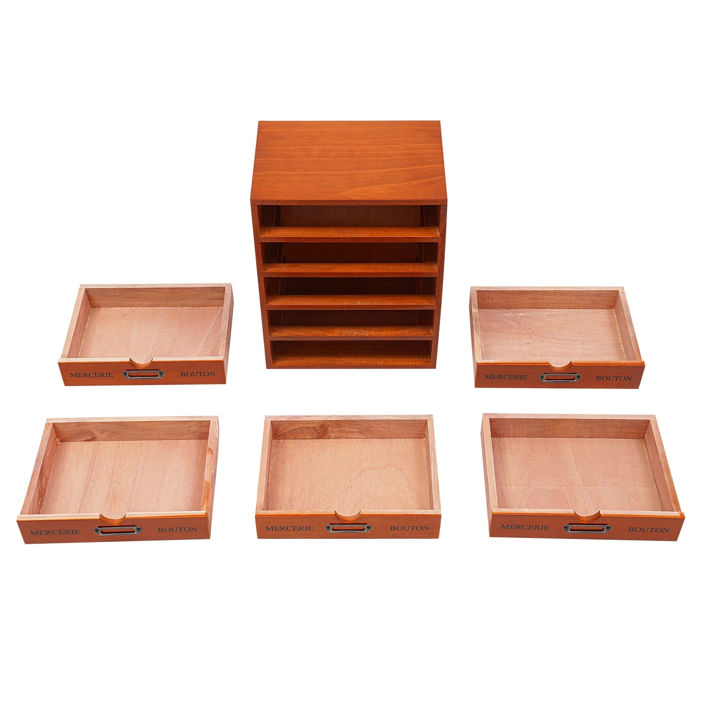 5 Drawer Wooden Desk Organizer 23*17.5*5cm Storage Drawers Vintage Shelf Drawer Used in an Office Study Bedroom Dresser
