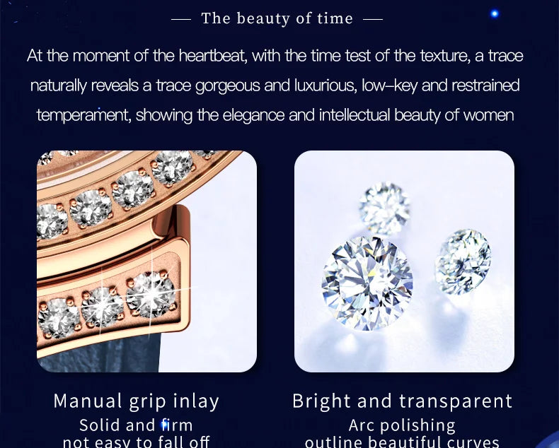 OUPINKE 3216 Woman Watch Waterproof Roman Scale Moon Phase Quartz Watch For Women Luxury Original Diamond Date Ladies Hand Clock