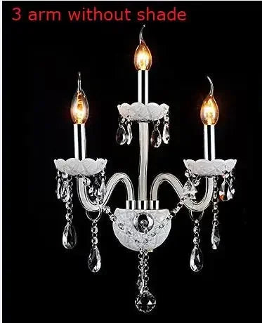 K9 top white Crystal Wall Lamp Candle Led E14 Bulbs double head Led E14 Bulbs white 1/2/3 arms with/without Fabric Lampshade