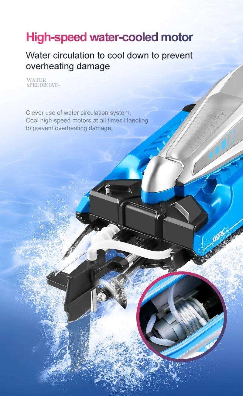 50CM Large Racing 70KM/H High Speed RC Boat 2.4G 200M Capsized Reset Dual Waterproof Smart Alarm Remote Control Boat Speedboat