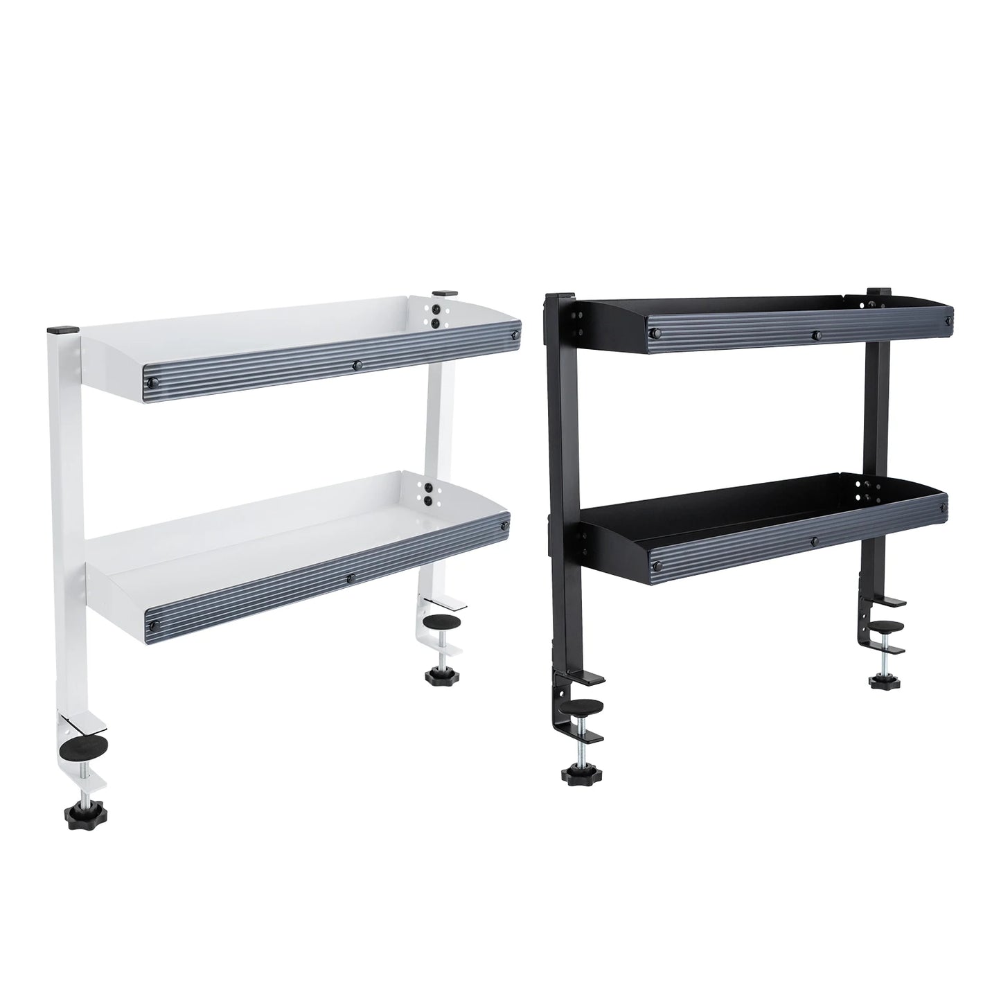 Adjustable 2-Tier Desk Shelf Clamp-On Storage Tray for Displaying Photos Decorations Clip-On Desk Organizer Shelf