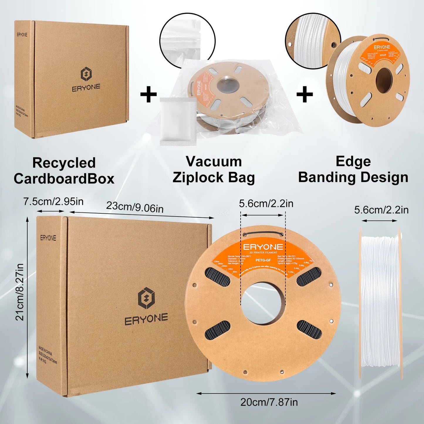 ERYONE 1.75mm PETG GF 3D Printing Filament 1kg Spool Glass Fiber Reinforced for Stronger Prints High Tensile Strength