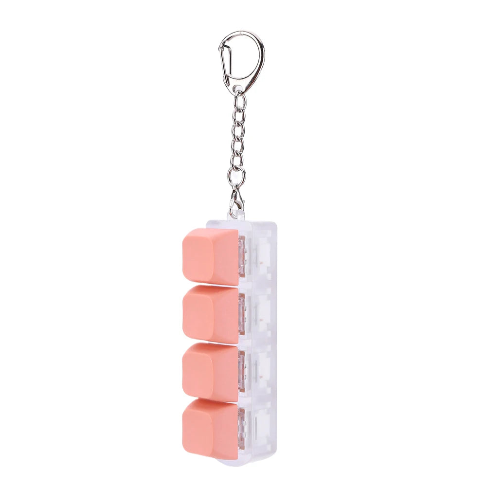 4 Keys Button Keycap Fidget Keychain Keyboard Key Toy Keyboard Clicker Toy Keyboard Cube Toy for Adult Gifts To Relief Pass Time