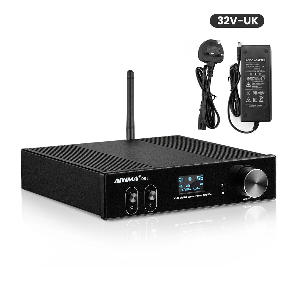 AIYIMA D03 Bluetooth Amplifier 150Wx2 Stereo HiFi Sound Amplificador Subwoofer Amplifiers USB DAC OLED APTX DIY 2.1 Home Audio