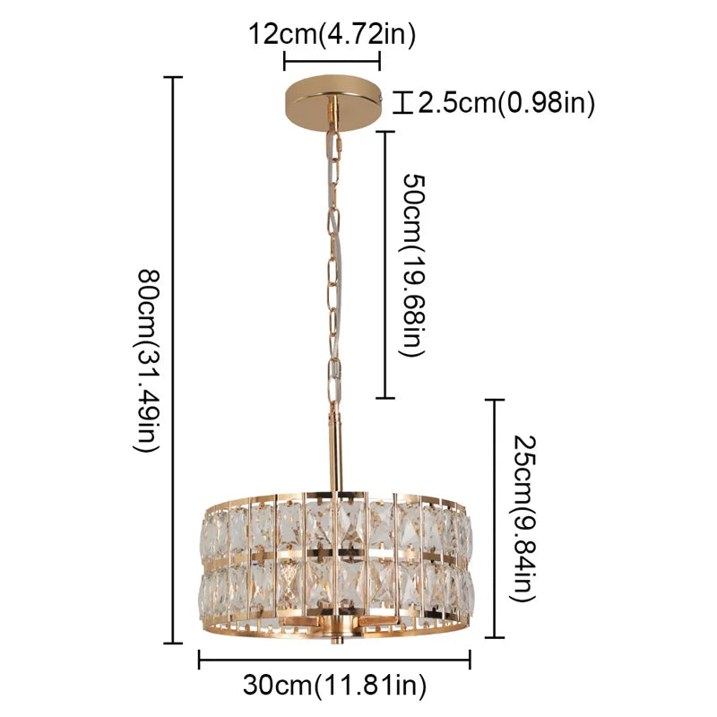 K9 Crystal Dining Table Pendant Lamp Bedroom Hanging Lamp Retro Luxury Style Suitable For Kitchen Plafon Ceiling Chandelier