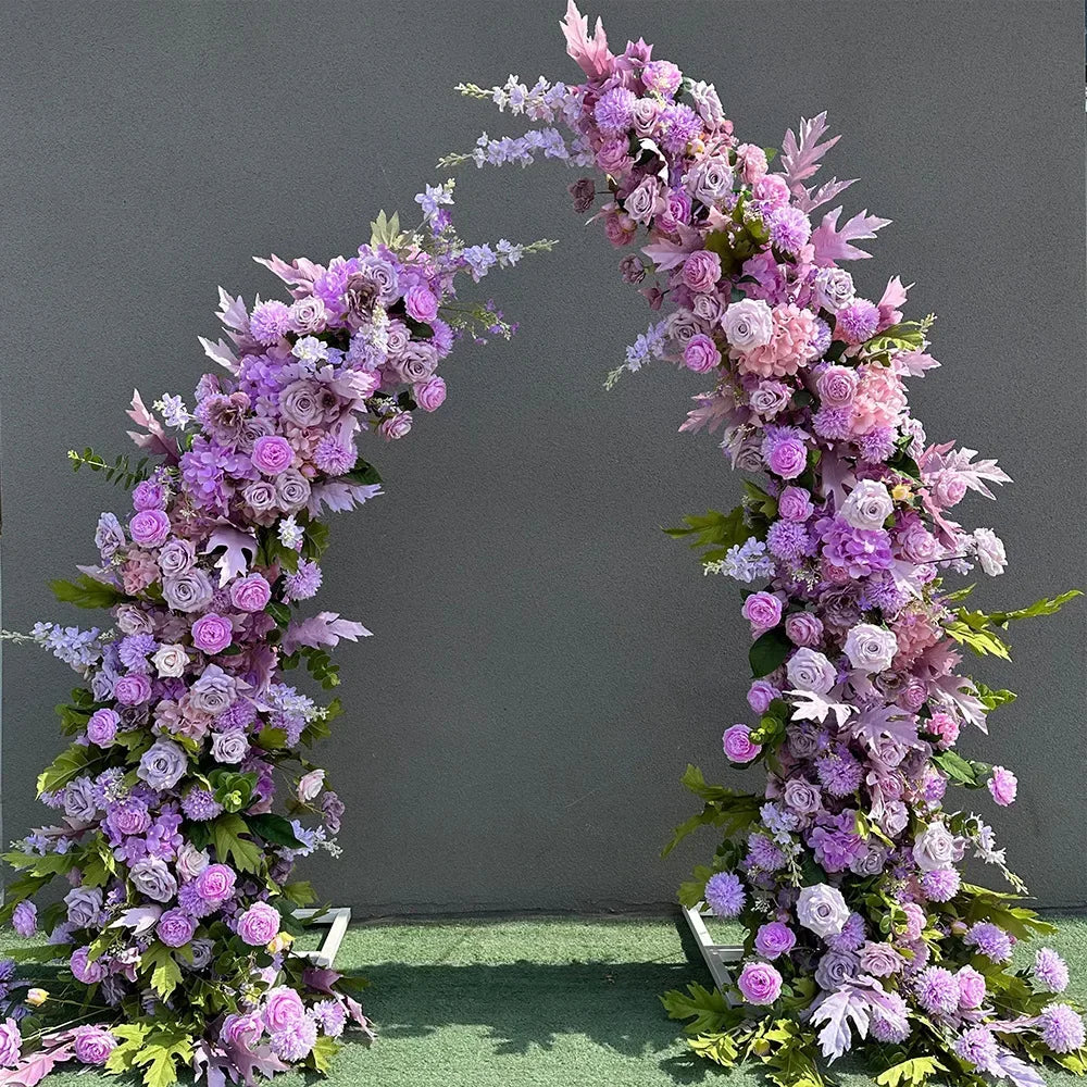 Trumpet Arch Artificial Flower Arrangement, Moon Shape, Wedding Background Props, Party Decoration, Luxury