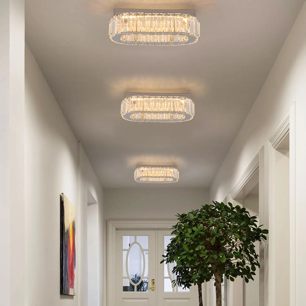 Modern Pendant Light Luxury Crystal Oval Design Led Chandelier Ceiling Lamp Nordic Hanging Fixture Living Bedroom Hotel Lustres