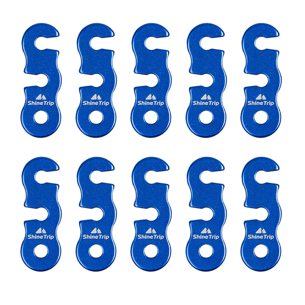 10pcs Tent Rope Buckle Aluminum Alloy Outdoor Camping Parachute Cord Buckle 3Hole Tensioners Fastener Travel Awning Buckles Tool