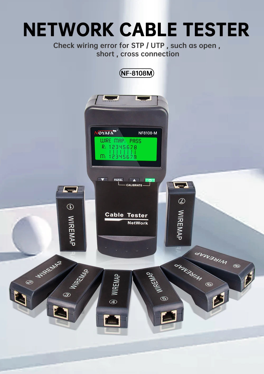 NOYAFA new NF-8108M network cable tester professional rj45 tester Measure Length Cabl Multifunctional poe Network Tools