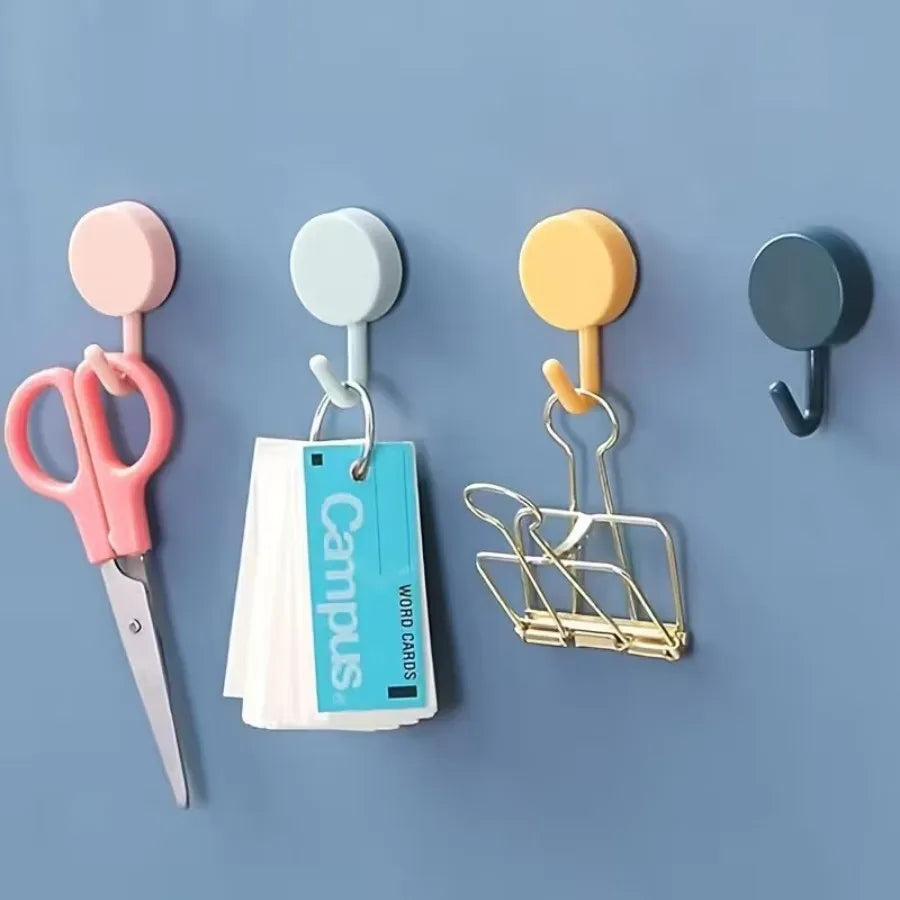 10Pcs Macaron Adhesive Hooks - Colorful Heavy Duty Removable, No Drill Wall Hooks for Kitchen Bathroom Door Hanging Storage