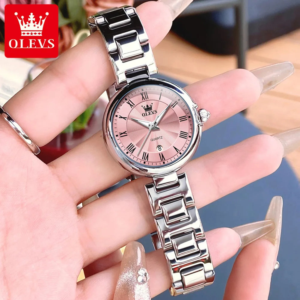 OLEVS 5608 Women Watch Luxury Brand Quartz Watch Roman Scale Waterproof Luminous Calendar Watch Elegant Women Watch Reloj Hombre