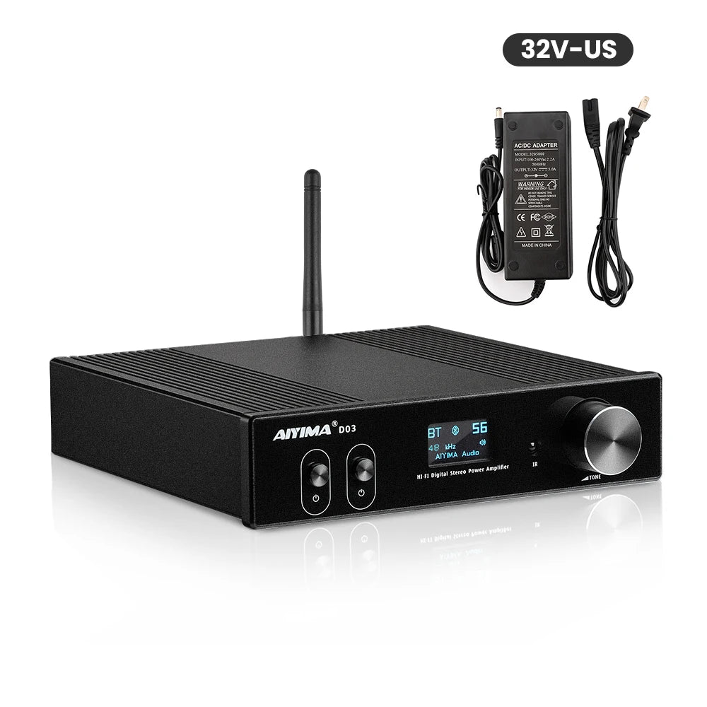 AIYIMA D03 Bluetooth Amplifier 150Wx2 Stereo HiFi Sound Amplificador Subwoofer Amplifiers USB DAC OLED APTX DIY 2.1 Home Audio