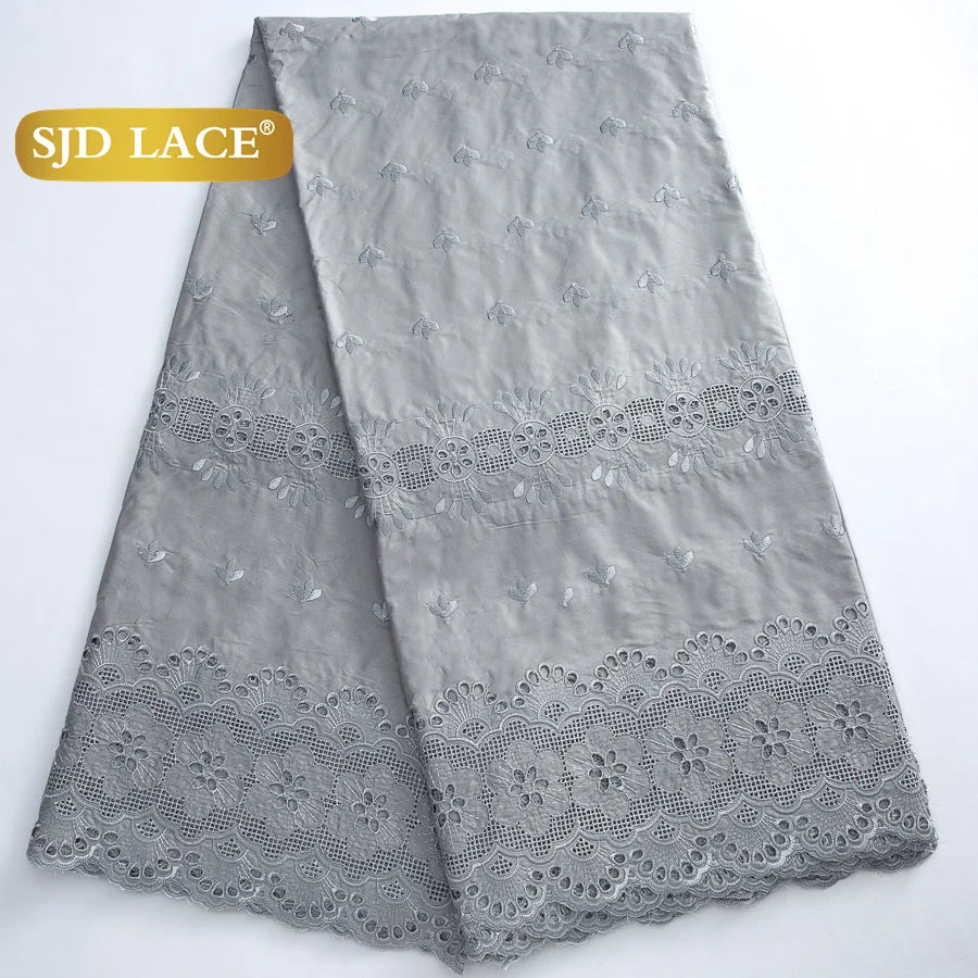 SJD LACE Swiss Voile Lace Fabrics Dubai African Cotton 5 Yards 2026 Latest African Nigerian Cotton Lace for Dresses Sew 4662