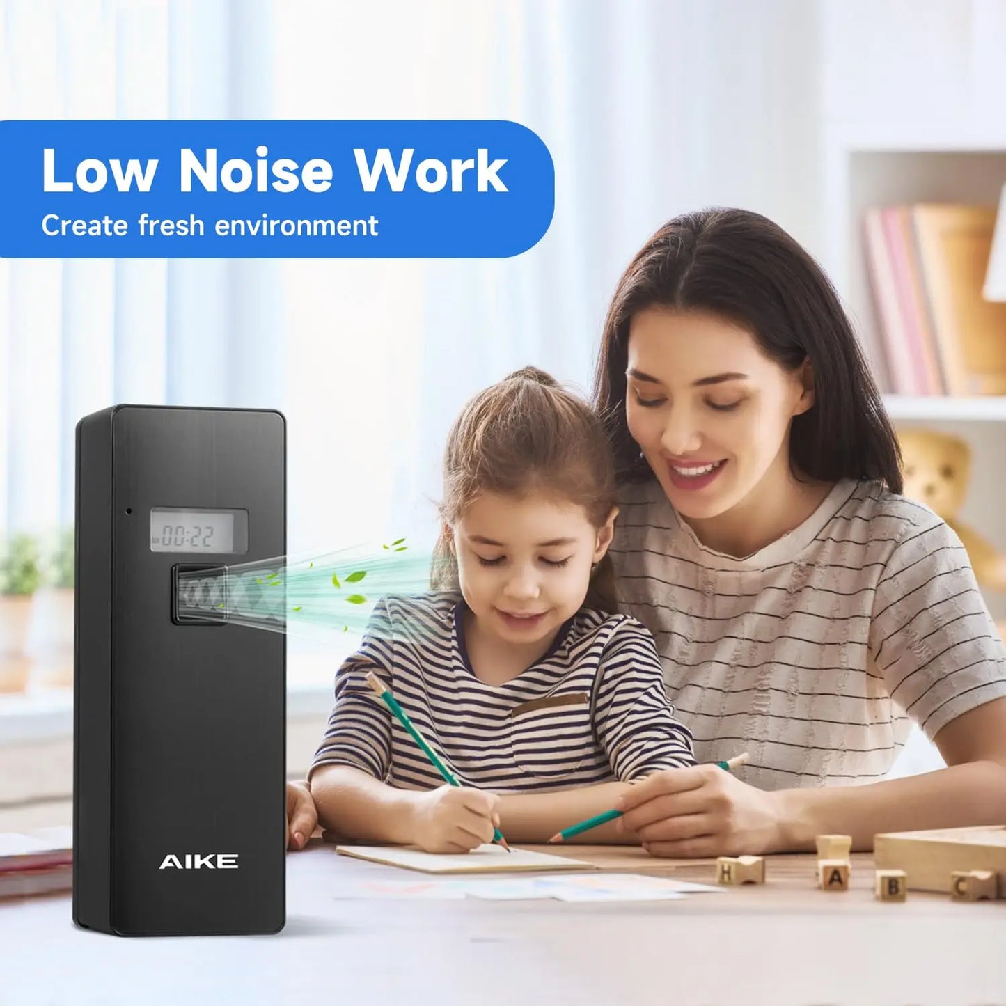 AIKE Automatic Air Freshener Set Timing Spray Dispenser with LCD Screen,Wall-Mounted/Standing Air Purifier for Home,Hotel Toilet