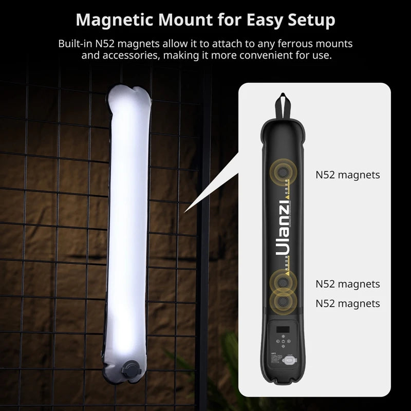 Ulanzi UA12 12W Inflatable Air Tube Light 2700K-6500K Bi-Color Light Wand Pocket Light Stick with Magnetic Mount for Livestream