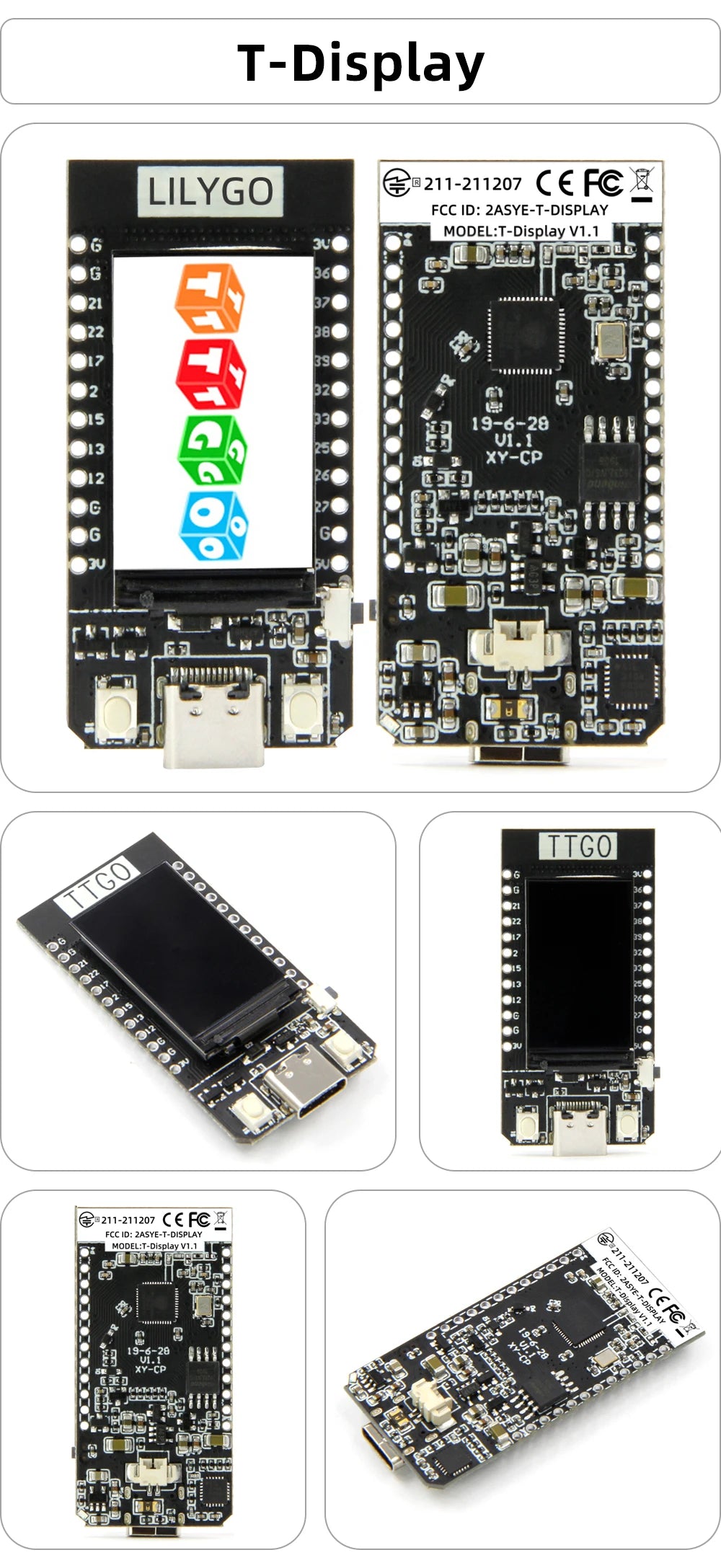 LILYGO® T-Display ESP32 Development Board, 1.14 Inch LCD Display, Wireless WiFi Bluetooth Module, FLASH 4/16MB, For Arduino