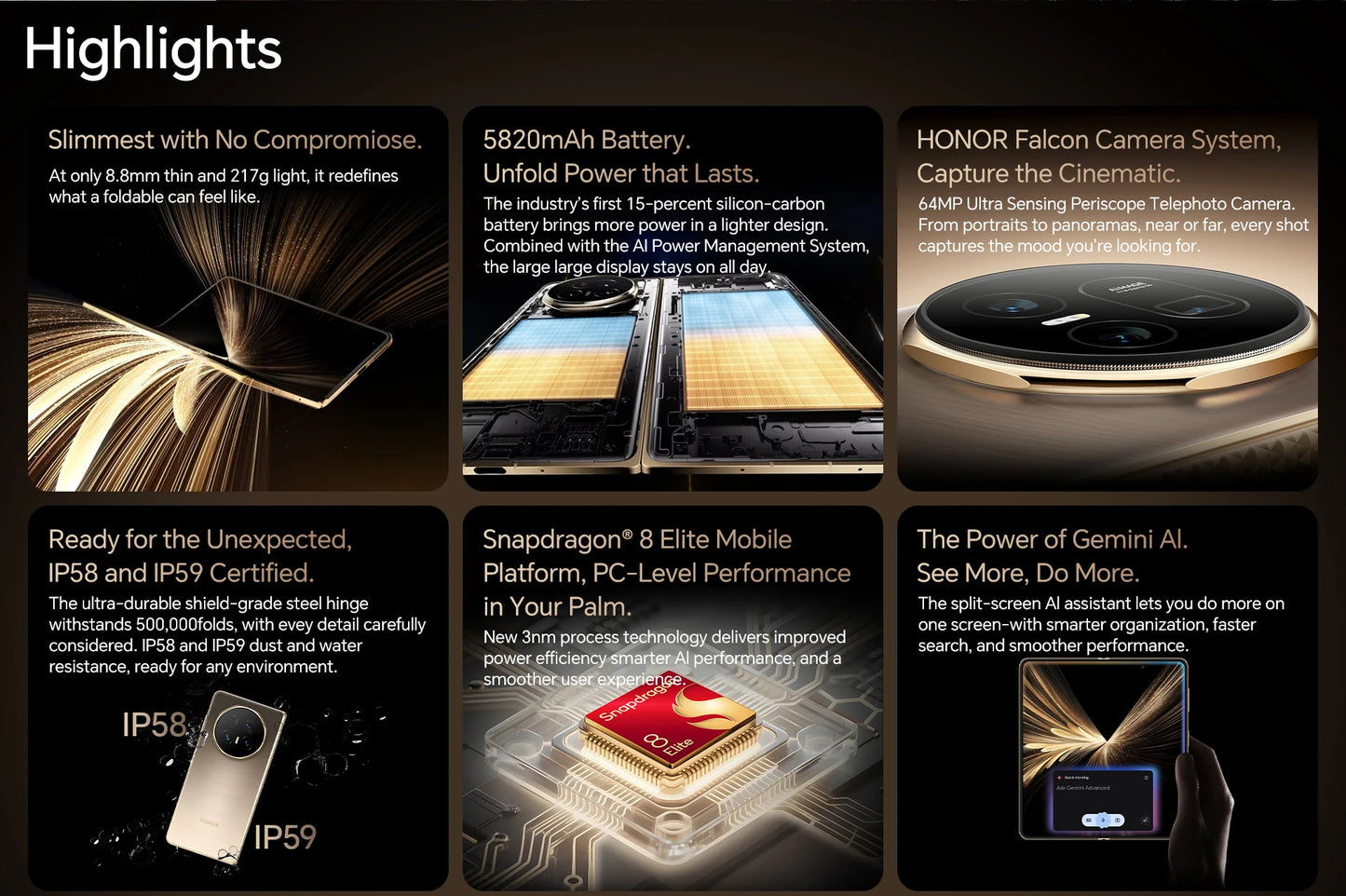 HONOR Magic V5 Global Version 5G Foldable Smartphone Snapdragon 8 Elite 7.95" LTPO OLED Display 5820mAh Battery 66W SuperCharge