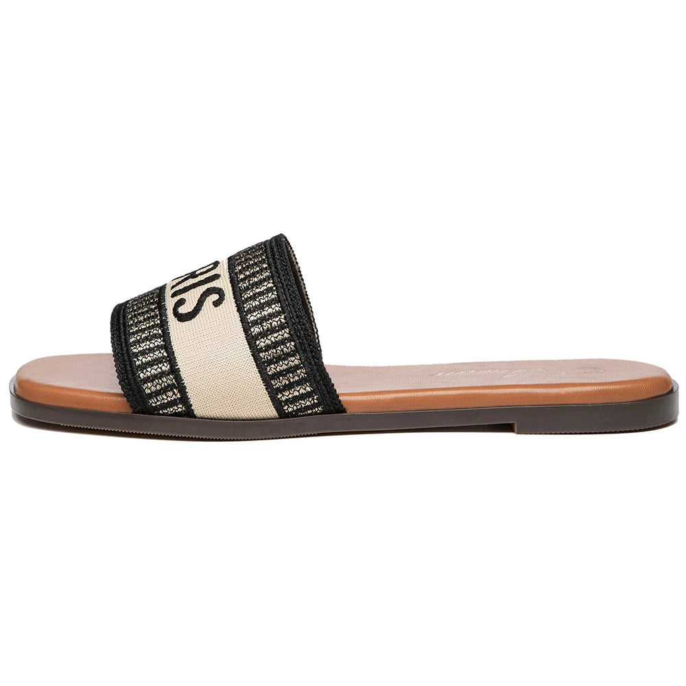Summer Women Letter Flat Sandals Casual Comfortable Slip Slide 2024 Fashion Vintage Slippers Shoes Classic New