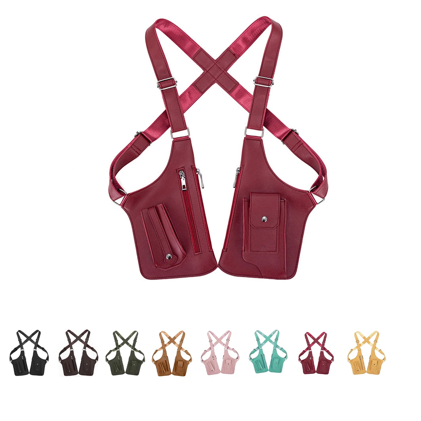 Double Shoulder Armpit Bag, Underarm Shoulder Bag, For Men Holster Bag Pu Leather Underarm Strap Wallet, Waterproof