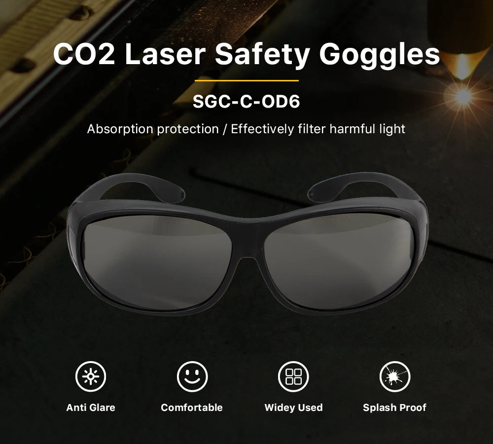 Cloudray 10600nm Style C Laser Safety Goggles OD6+ CE Protective Goggles For CO2 Laser Cutting Engraving Machine