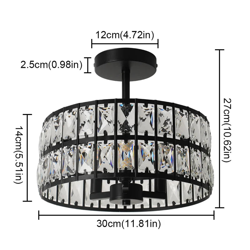 K9 Crystal Dining Table Pendant Lamp Bedroom Hanging Lamp Retro Luxury Style Suitable For Kitchen Plafon Ceiling Chandelier
