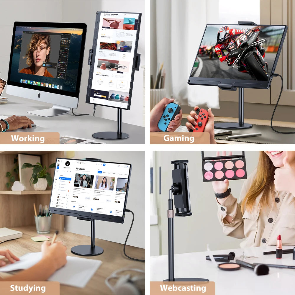 UPERFECT Portable Monitor VESA Stand for 15.6'' 17.3''  Adjustable 360° Swivel Bracket Tablet Holder Compatible with 4.7’’-17.3"
