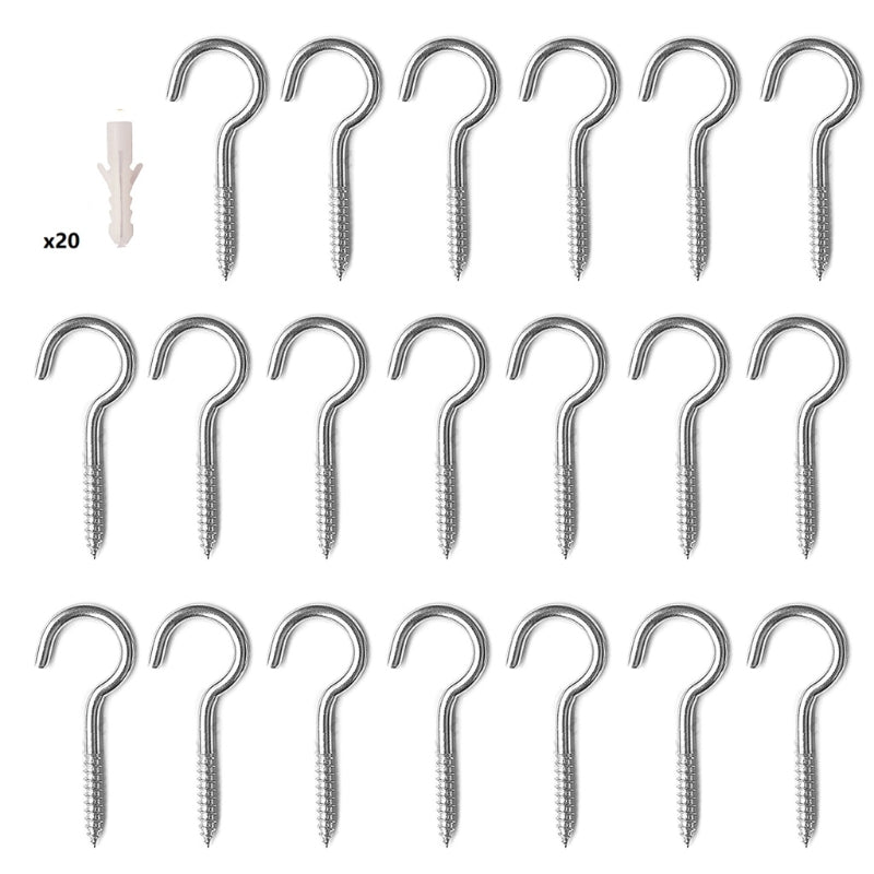 20 Pcs Stainless Steel Eye Screws Hooks Self-Tapping Ceiling Hooks