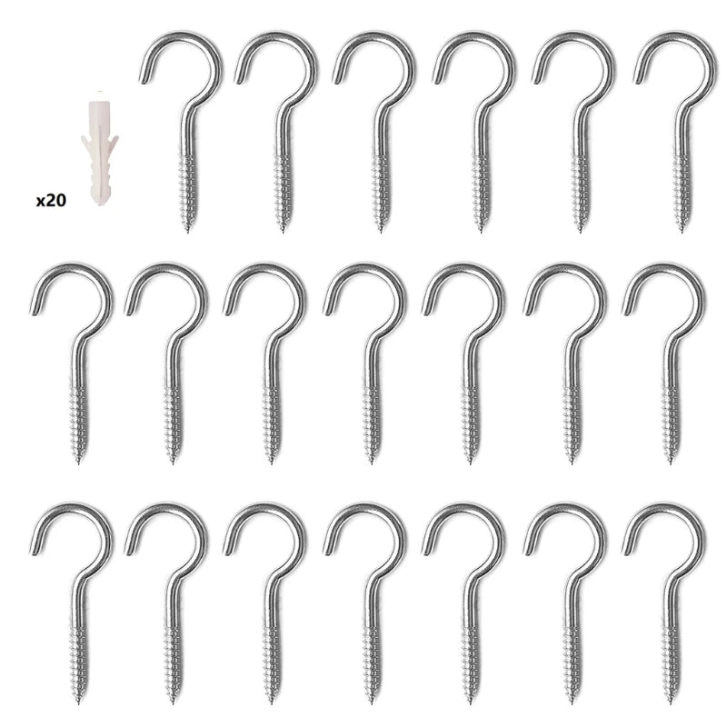 20 Pcs Stainless Steel Eye Screws Hooks Self-Tapping Ceiling Hooks