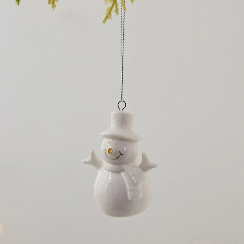 Festival Ceramic Snow House Christmas Tree Hanging Ornament for Holiday Decors
