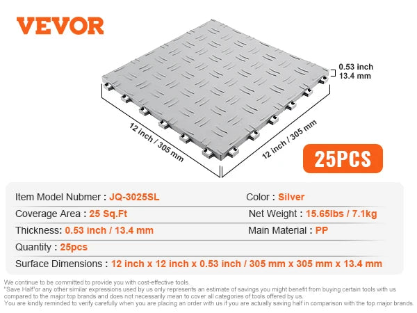 SucceBuy Garage Tiles Interlocking Garage Floor Covering Tiles Non-Slip Double-Sided Texture for Garages Basements Repair Shops