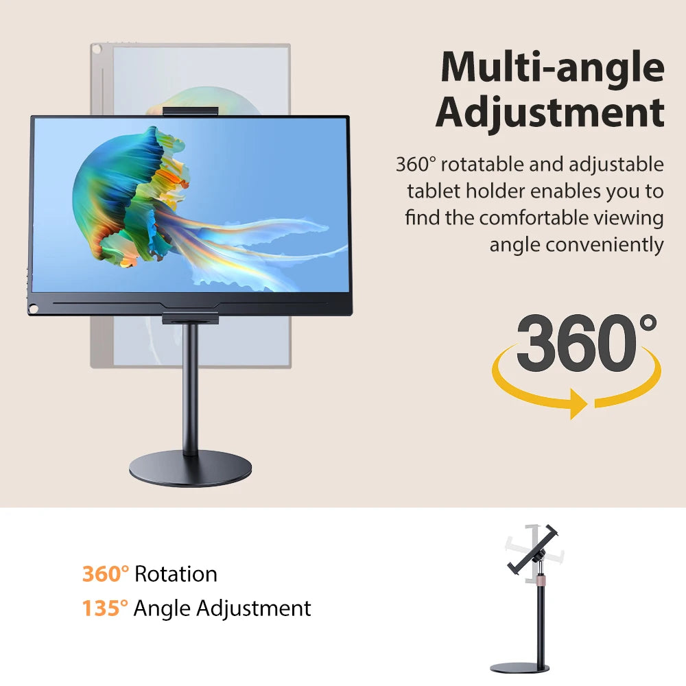 UPERFECT Rotating Portable Monitor Stand Height Adjustable Vesa Monitor Tablet Free Standing Low Profile Desk Mount up to 17.3"
