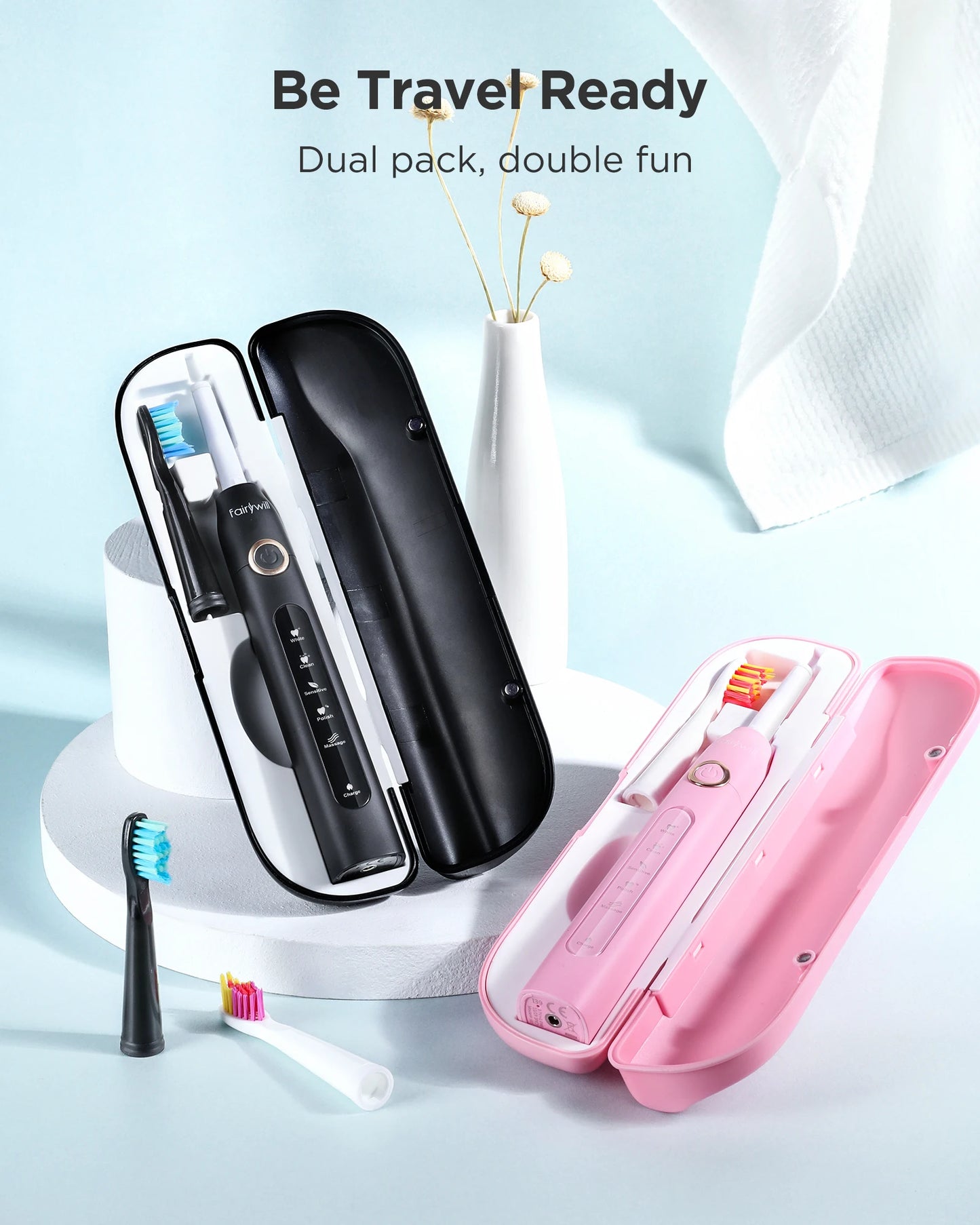 Fairywill Sonic Electric Toothbrush portable travel kit